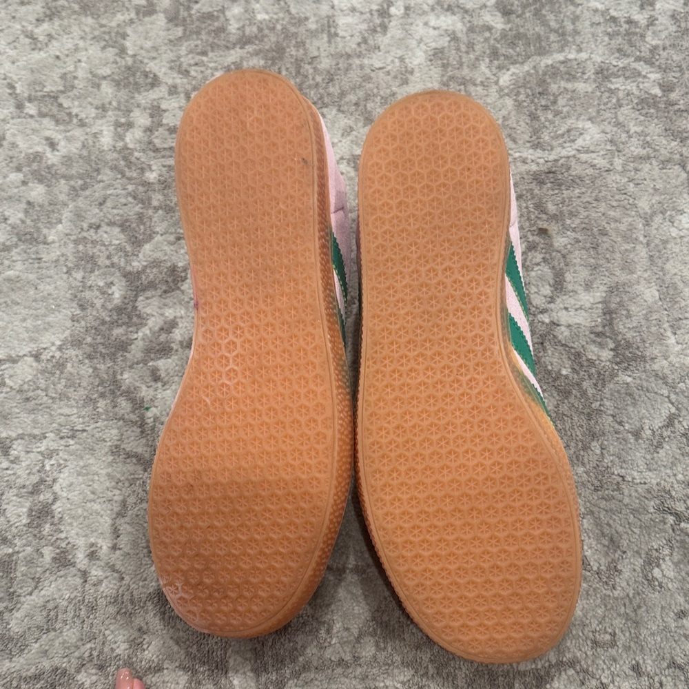 adidas Pink and Green Suede Athletic Shoes with Gum Sole - Picture 4 of 4